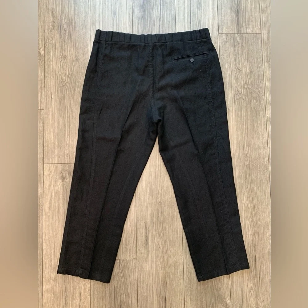 Bottega Veneta Black Linen-Blend‎ Drawstring Pants Size 54 EU